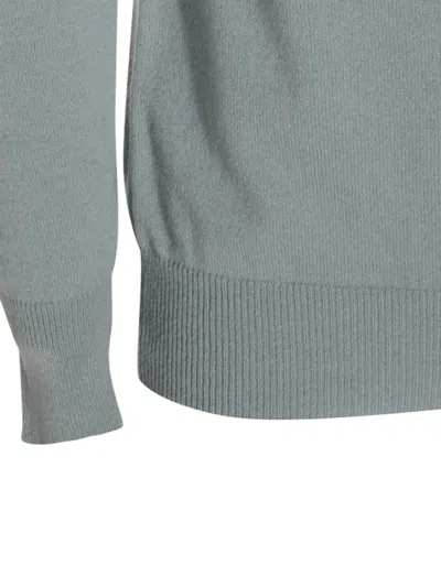 Lardini Crew Neck Long Sleeve Sweater With Ribbed Cuffs In Green