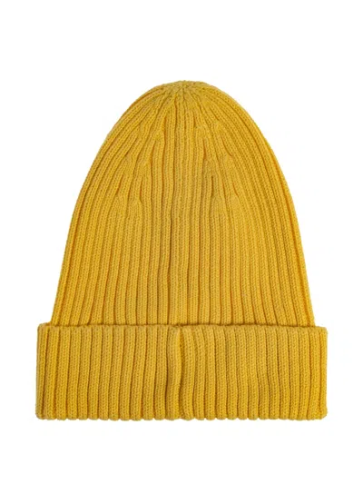 Mini Rodini Ribbed Beanie Hat In Yellow