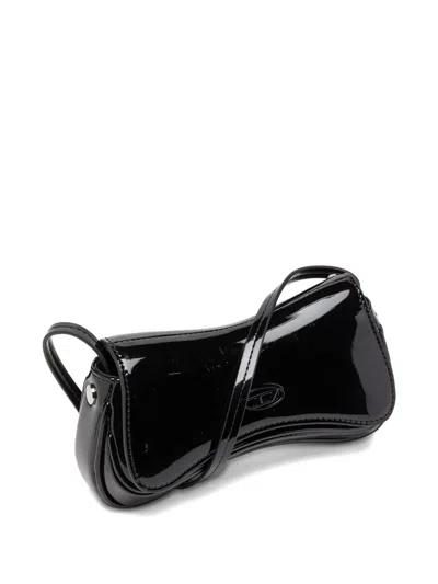 Diesel Play-small Crossbody Bag In Glossy Pu In Black