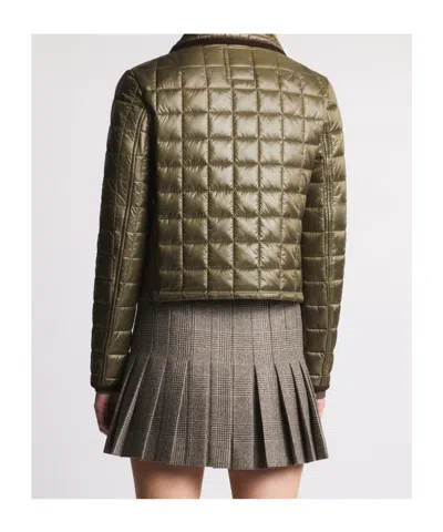 Fay Quilted Green Jacket With Structured Collar In Green