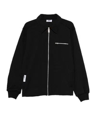 Gcds Cotton Zip-up Jacket In Black