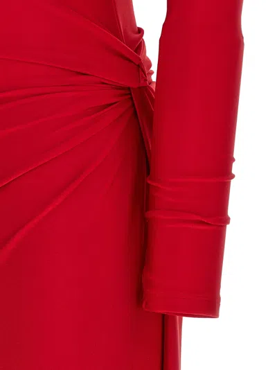 The Andamane Off-the-shoulder Long Sleeve Fitted Jumpsuit In Red