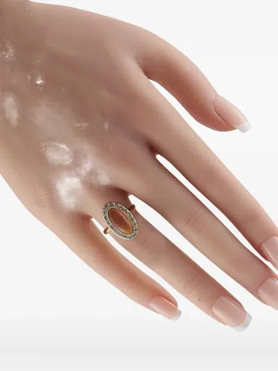 Pre-owned Lb Exclusive 18k Yellow Gold Diamond Fire Opal Ring