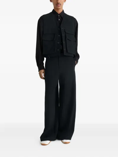 Lemaire Black Wool Vest In Black