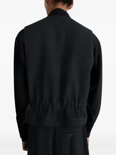 Lemaire Black Wool Vest In Black