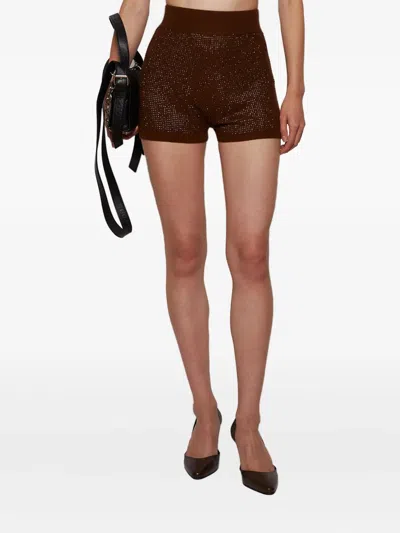 David Koma Rhinestone-embellished Shorts In Brown