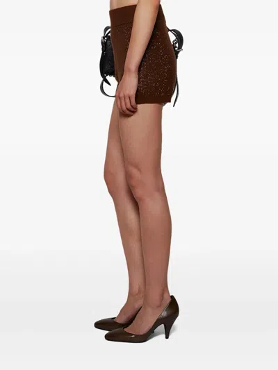 David Koma Rhinestone-embellished Shorts In Brown
