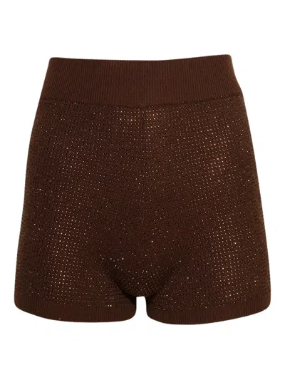 David Koma Rhinestone-embellished Shorts In Brown