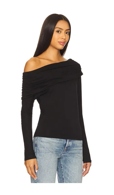 Lna Giselle Drop Shoulder Long Sleeve Top In Black