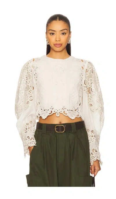 Sea Vania Lace Combo Sweater In White