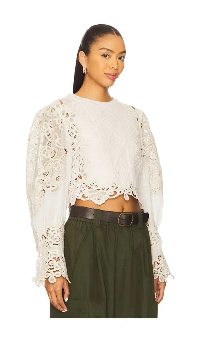 Sea Vania Lace Combo Sweater In White