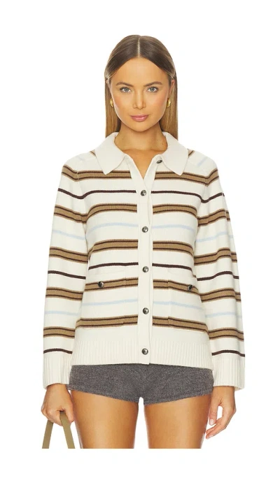 Rag & Bone Peggy Stripe Collared Oversize Wool Cardigan In Multi