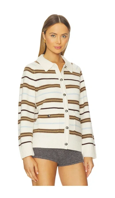Rag & Bone Peggy Stripe Collared Oversize Wool Cardigan In Multi