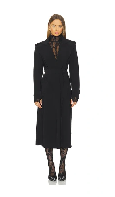 Norma Kamali Oversized Double Breasted Trench In Black