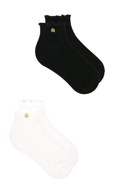 Lele Sadoughi Set Of 2 Ruffle Hem Socks In White