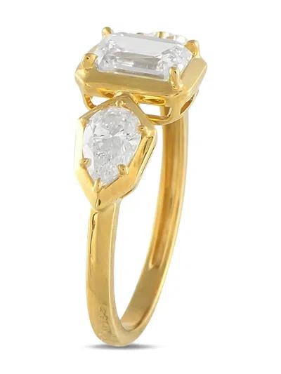 Pre-owned Lb Exclusive 18k Yellow Gold Diamond Trilogy Ring