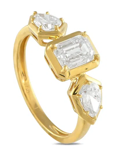 Pre-owned Lb Exclusive 18k Yellow Gold Diamond Trilogy Ring