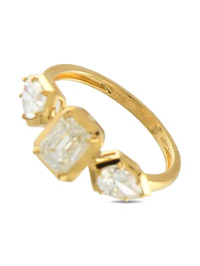 Pre-owned Lb Exclusive 18k Yellow Gold Diamond Trilogy Ring