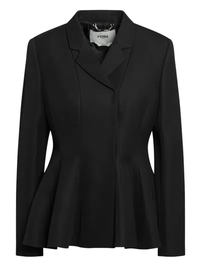 Fendi Fitted Peplum Jacket Tailored Design In Black