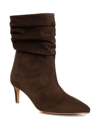 Ginissima 65mm Eva Ruched Suede Boots In Brown
