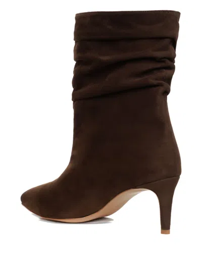 Ginissima 65mm Eva Ruched Suede Boots In Brown