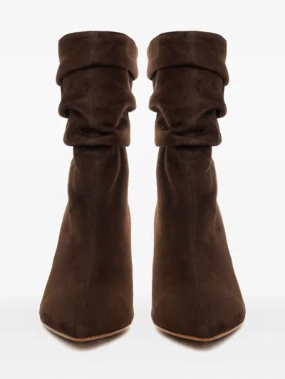 Ginissima 65mm Eva Ruched Suede Boots In Brown