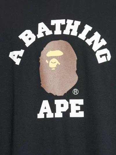 A Bathing Ape Mens Black Bape College Graphic-print Cotton-jersey T-shirt In Black