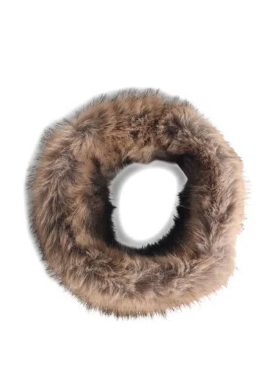 Stand Studio Zephyra Headband In Beige Fur In Brown