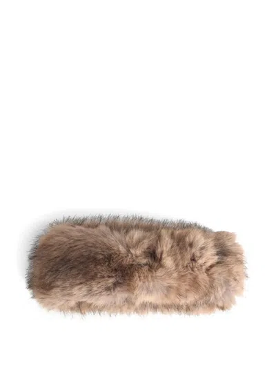 Stand Studio Zephyra Headband In Beige Fur In Brown