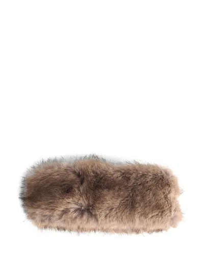 Stand Studio Zephyra Headband In Beige Fur In Brown