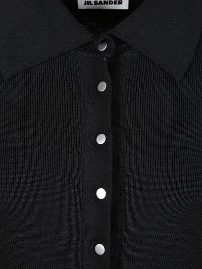 Jil Sander Buttoned Collared Dresse In Black