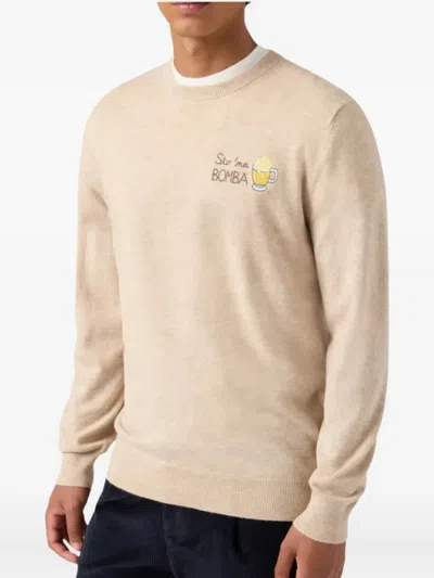 Mc2 Saint Barth Embroidered-motif Crew-neck Sweater In Pink