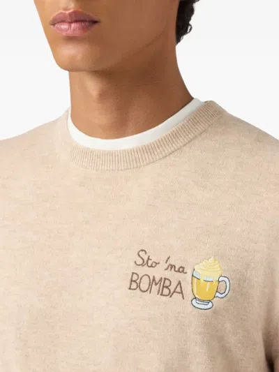 Mc2 Saint Barth Embroidered-motif Crew-neck Sweater In Pink