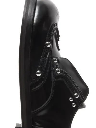 Acne Studios Studs-embelishment Leather Derby Shoes In Animal Print