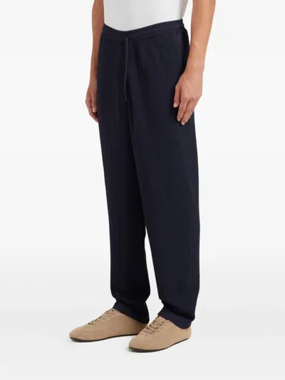 Che Textured Drawstring Trousers In Blue