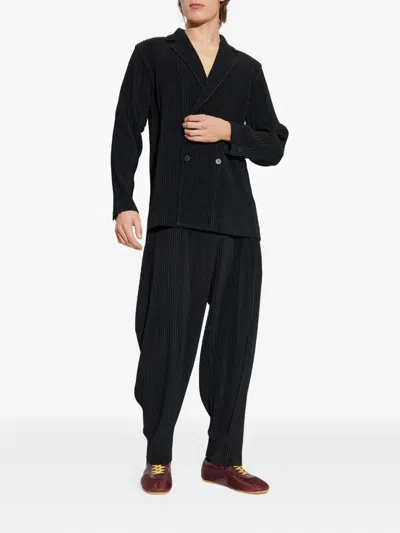 Issey Miyake Ns Coke Gray Compleat Pleated Knitted Trousers In Black