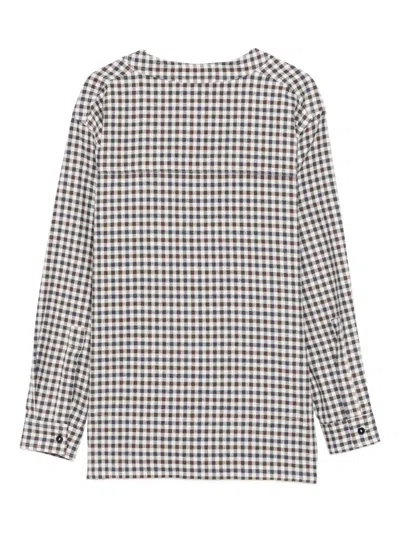 Merci Multicolor Crewneck Shirt With All-over Check Motif In Fabric Woman In Multi