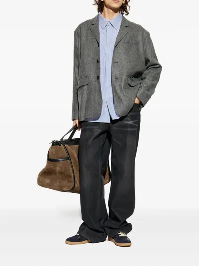 American Vintage Wobby Buttoned Blazer In Gray