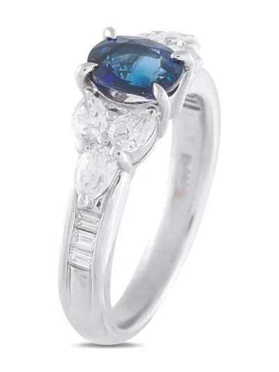 Pre-owned Lb Exclusive Platinum Diamond Sapphire Ring In Silver