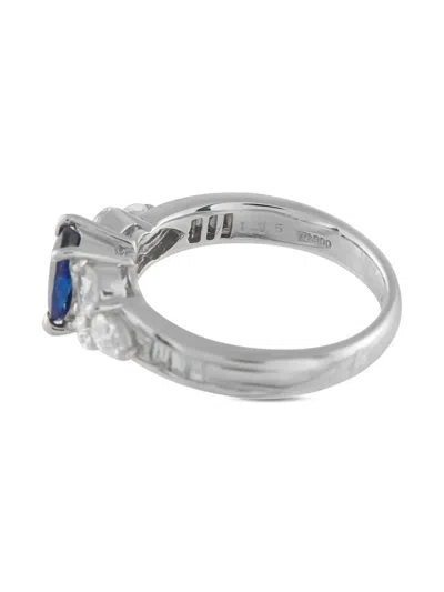 Pre-owned Lb Exclusive Platinum Diamond Sapphire Ring In Silver