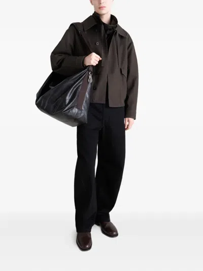 Lemaire Berlingot Leather Holdall In Black