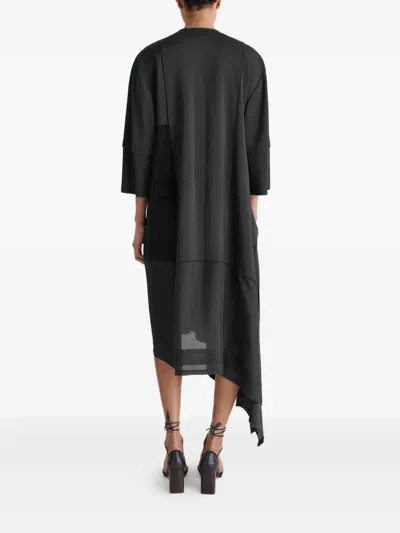 Lemaire Asymmetrical Pleated Blouse Dress In Black
