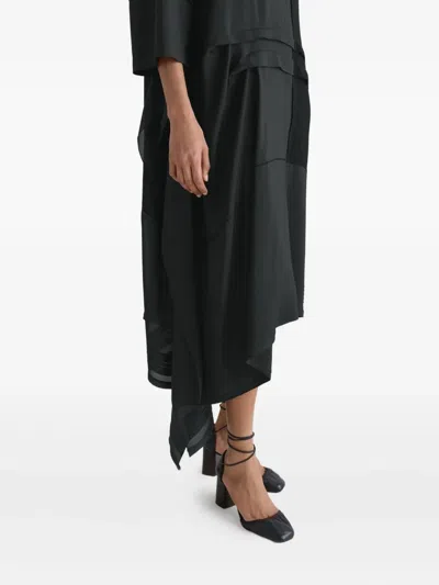 Lemaire Asymmetrical Pleated Blouse Dress In Black