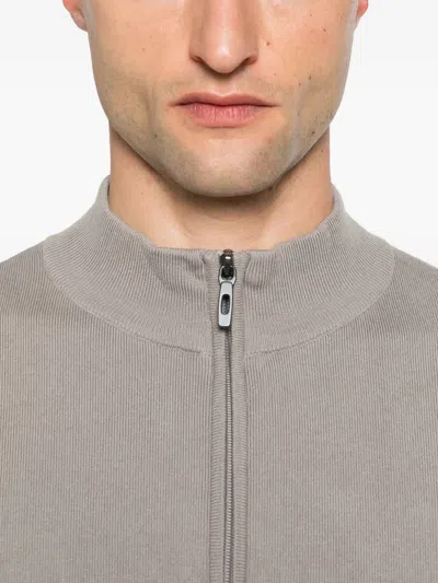 Antony Morato Fine-ribbed Zip-up Jacket In Neutral