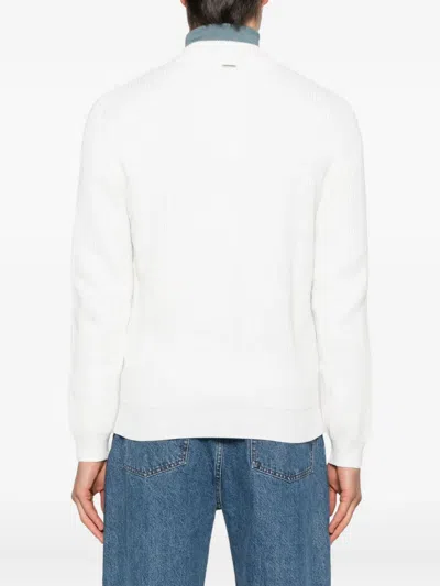 Antony Morato Zip-up Ribbed Cardigan In White