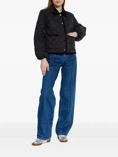 Loveshackfancy Quilted Bow Jacket In Black