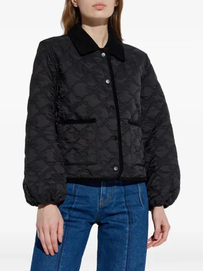 Loveshackfancy Quilted Bow Jacket In Black