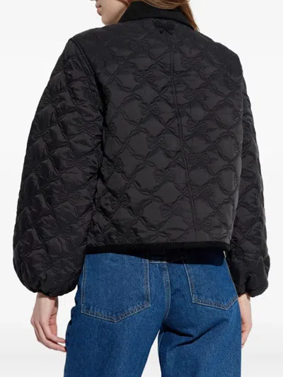 Loveshackfancy Quilted Bow Jacket In Black