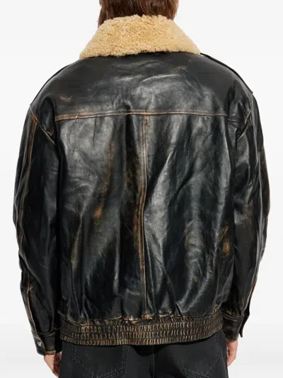 Misbhv Shearling-collar Pocket Jacket In Black