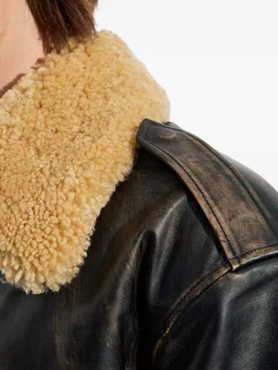 Misbhv Shearling-collar Pocket Jacket In Black